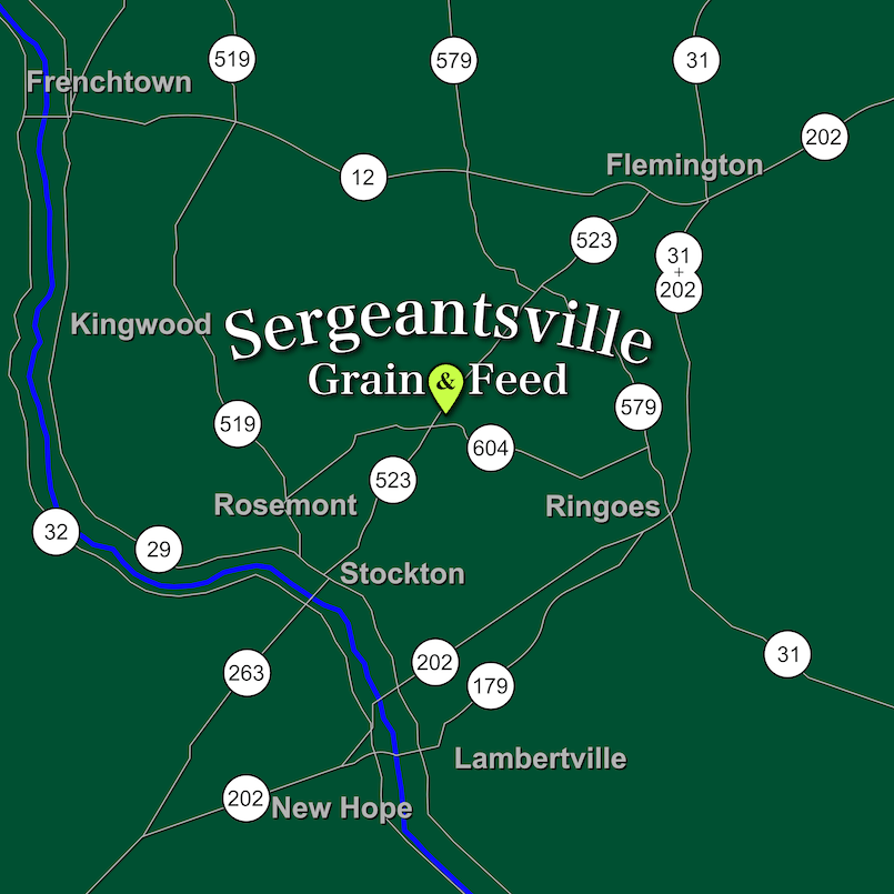 Map of store location showing parts of Bucks County PA and Hunterdon County NJ