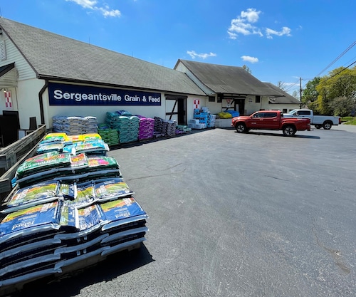 Sergeantsville Grain & Feed storefront on a sunny day